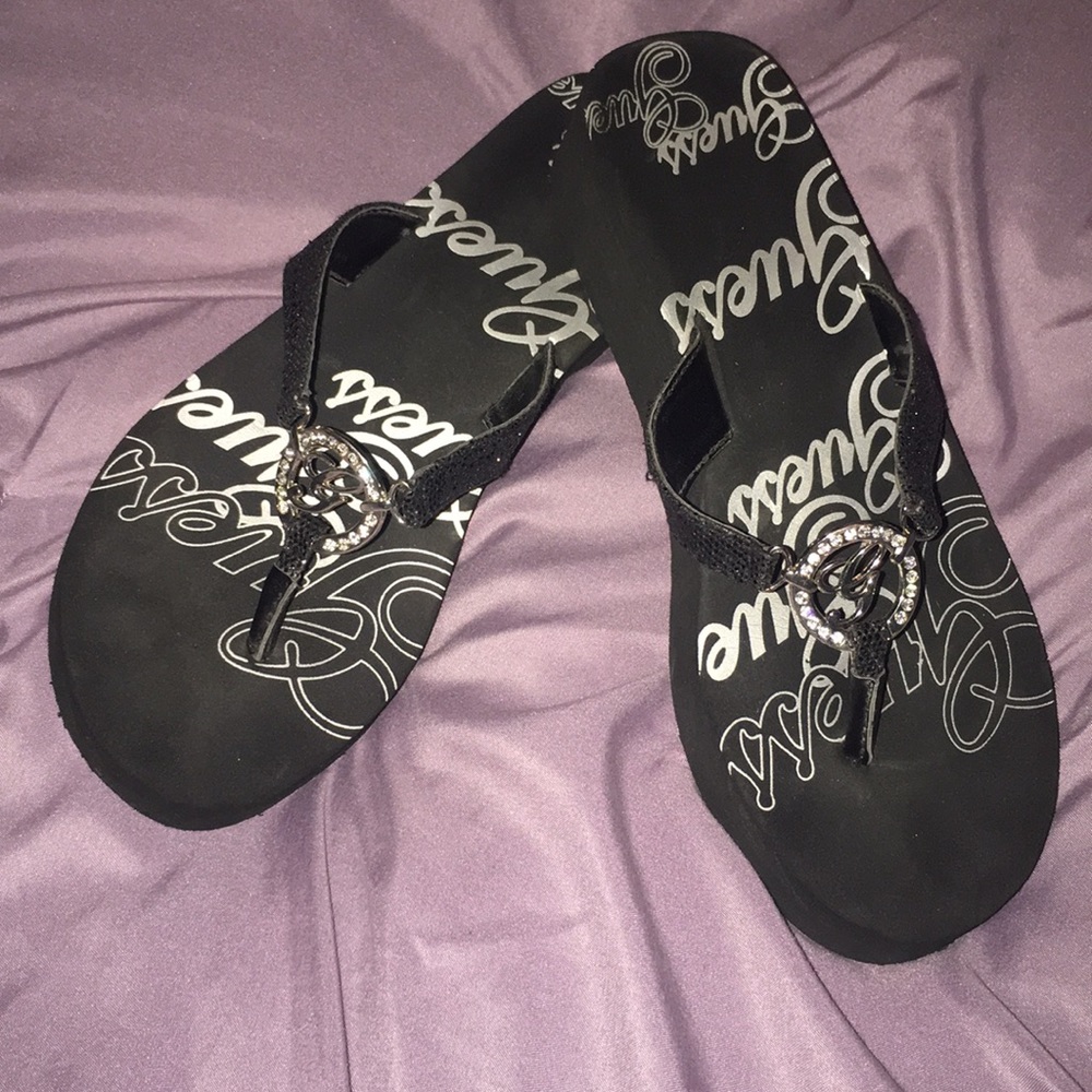 Guess rhinestone flip flop!